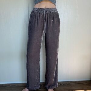 Johnny Was Jade Gray Velvet Silk Sloane Easy Wide Leg Pant Size XS